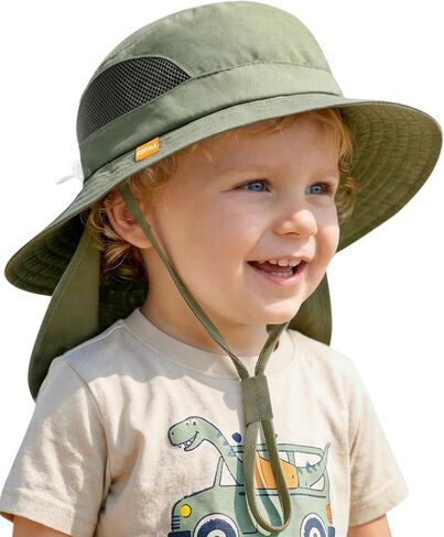 FURTALK Baby Toddler Sun Hat Bucket Hat with Neck Flap Wide Brim Hats Beach Vacation Essentials in Kuwait