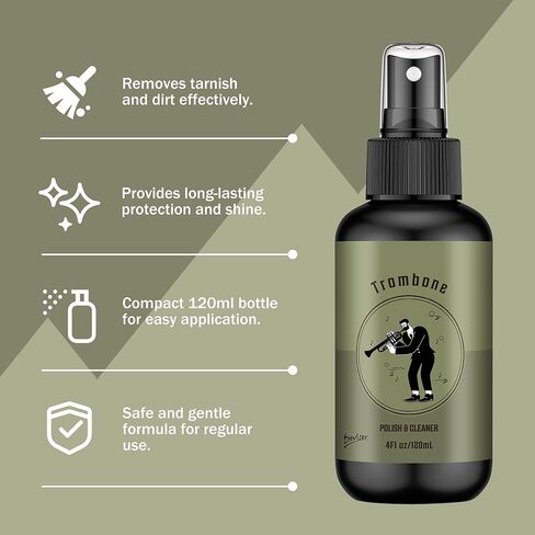 Complete Trombone Care Kit - Includes Polishing,Valve Oil,2 Cleaning Cloths,Slide Grease,and Cleaning Brush in Kuwait