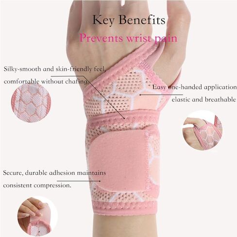Wrist Strap and Wrist Brace Sport Fitness, Weightlifting, Carpal Tunnel Arthritis,high Elastic Fabric(Pack of 2) (Pink) in Saudi Arabia