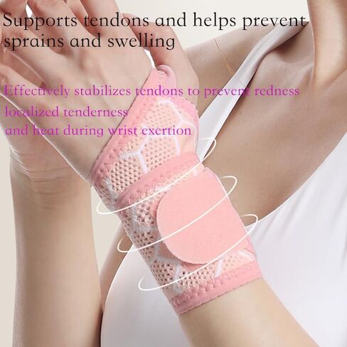 Wrist Strap and Wrist Brace Sport Fitness, Weightlifting, Carpal Tunnel Arthritis,high Elastic Fabric(Pack of 2) (Pink) in Saudi Arabia