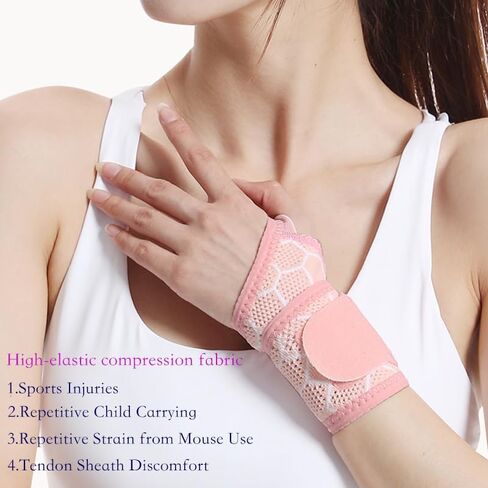 Wrist Strap and Wrist Brace Sport Fitness, Weightlifting, Carpal Tunnel Arthritis,high Elastic Fabric(Pack of 2) (Pink) in Saudi Arabia