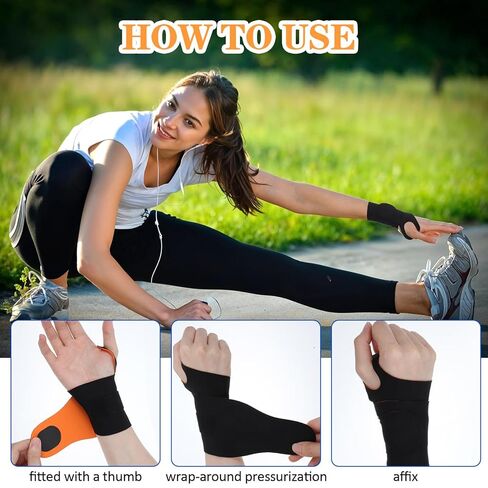2PCS Ulnar Wrist Brace for Carpal Tunnel, Ultra-Thin Wrist Wraps for Pain Relief Elastic Hand Braces Compression and Support for Fitness Enthusiasts for Right & Left Hand (Black, Orange) in Saudi Arabia