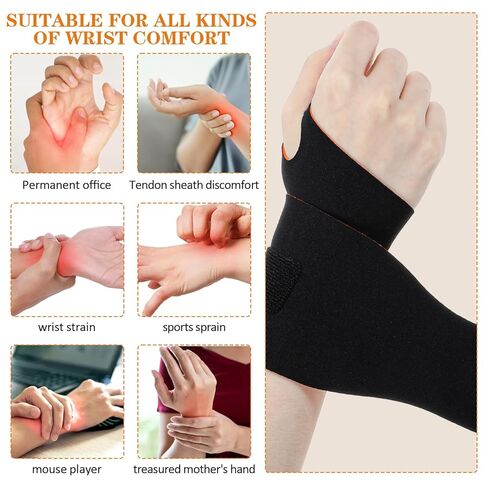 2PCS Ulnar Wrist Brace for Carpal Tunnel, Ultra-Thin Wrist Wraps for Pain Relief Elastic Hand Braces Compression and Support for Fitness Enthusiasts for Right & Left Hand (Black, Orange) in Saudi Arabia