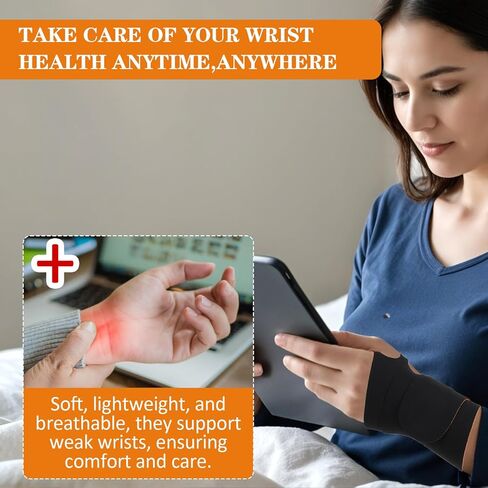 2PCS Ulnar Wrist Brace for Carpal Tunnel, Ultra-Thin Wrist Wraps for Pain Relief Elastic Hand Braces Compression and Support for Fitness Enthusiasts for Right & Left Hand (Black, Orange) in Saudi Arabia