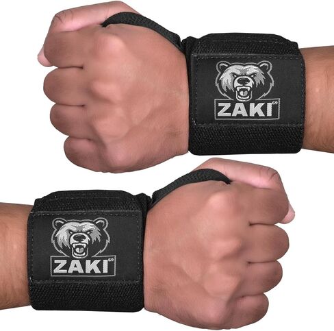 18 Inch Weightlifting Wrist Wraps with Thumb Loop, Adjustable Wrist Support Straps for Gym, Powerlifting, Bench Press, Strength Training, Black Pair in Saudi Arabia