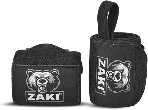 18 Inch Weightlifting Wrist Wraps with Thumb Loop, Adjustable Wrist Support Straps for Gym, Powerlifting, Bench Press, Strength Training, Black Pair in Saudi Arabia