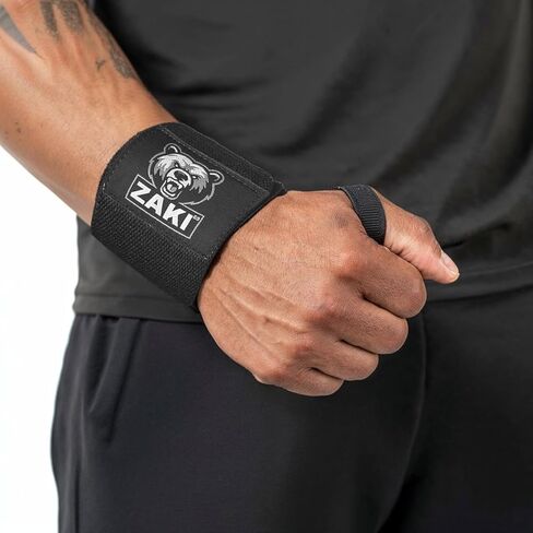 18 Inch Weightlifting Wrist Wraps with Thumb Loop, Adjustable Wrist Support Straps for Gym, Powerlifting, Bench Press, Strength Training, Black Pair in Saudi Arabia