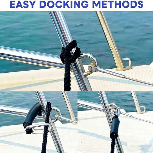 Pontoon Boat,Canoe, Power Boat,Kayak,Jet Ski,Shock Absorbing Docking String for Boat,Bungee Dock Line Elastic Mooring Rope with Protective Cover for Docking with Stainless Steel Clip Accessories in Saudi Arabia