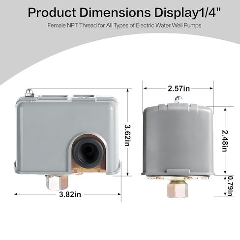 Pressure Switch for Well Pump 40-60 PSI, Water Pressure Switch Adjustable Differential, 1/4" NPT,Automatic Water Pump Switch - 2 Pcs in Kuwait
