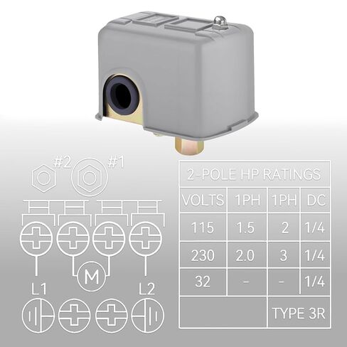 Pressure Switch for Well Pump 40-60 PSI, Water Pressure Switch Adjustable Differential, 1/4" NPT,Automatic Water Pump Switch - 2 Pcs in Kuwait