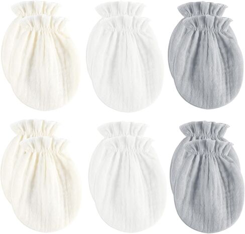 Newborn Mittens No Scratch 100% Cotton Mitts Boy's girl's baby Mittens 0-6 months 6 Pack in Kuwait