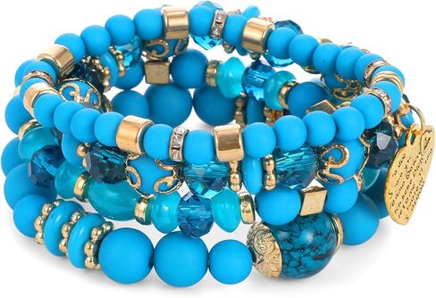 Stackable Red Bracelets for Women，Boho Bracelets for Women Stackable Friendship Wrap Bracelet Multi-Layer Beaded Crystal Stretch Bracelet Boho Gemstone Party Favors in Saudi Arabia