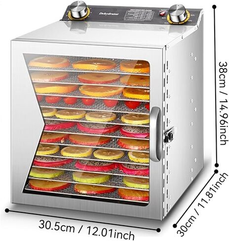 Commercial Freeze Dryer Machine for Food Dehydration, 12 Layers, Timer Control & Temp 30-90℃, Ideal for Jerky, Fruits, Vegetables, Meat & Herbs in Kuwait