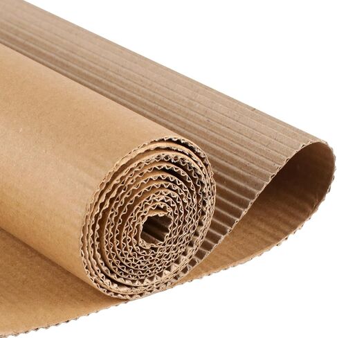 لفة من الورق المقوى المموج، ورق مموج مقاس 66 × 17 بوصة، لفة من الورق المقوى السميك بوجه واحد للأعمال اليدوية، والحرف اليدوية، وتغليف الهدايا، والنقل، والشحن، والبريد، والنمذجة ومنصات التعبئة والتغليف (بني) in Kuwait