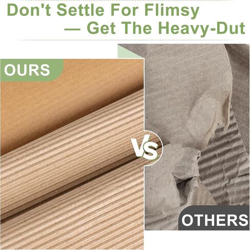 لفة من الورق المقوى المموج، ورق مموج مقاس 66 × 17 بوصة، لفة من الورق المقوى السميك بوجه واحد للأعمال اليدوية، والحرف اليدوية، وتغليف الهدايا، والنقل، والشحن، والبريد، والنمذجة ومنصات التعبئة والتغليف (بني) in Kuwait