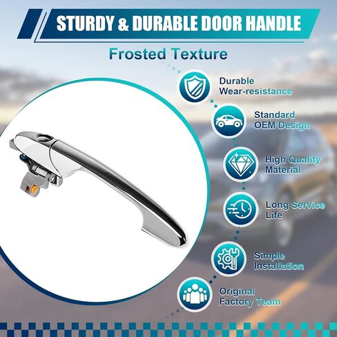 Exterior Door Handle for Fiat 500 2012 2013 2014 2015 2016 2017 2018 Outside Chrome Door Handle Replacement with Lock Hole, 68069943AC (Left Driver Side) in Kuwait