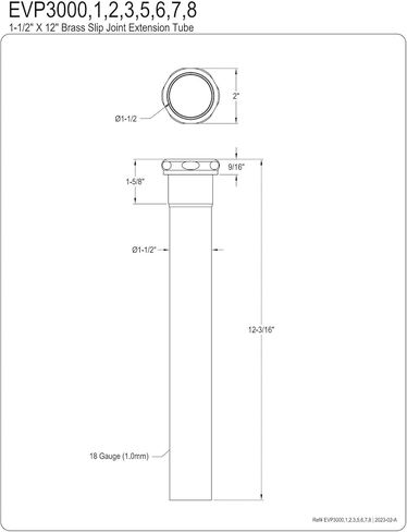 Kingston Brass EVP3007 Century 1-1/2" x 12" Brass Slip Joint Tailpiece Extension Tube, Brushed Brass in Saudi Arabia
