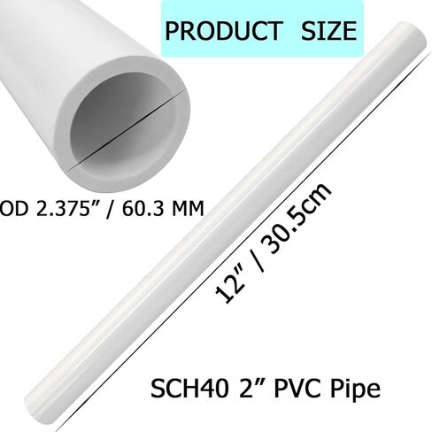 YSIL 2 "أنبوب PVC بطول 1FT Sch40 درجة الأثاث للمنزل والمزرعة والحديقة وورش العمل باللون الأبيض 2 حزمة in Saudi Arabia