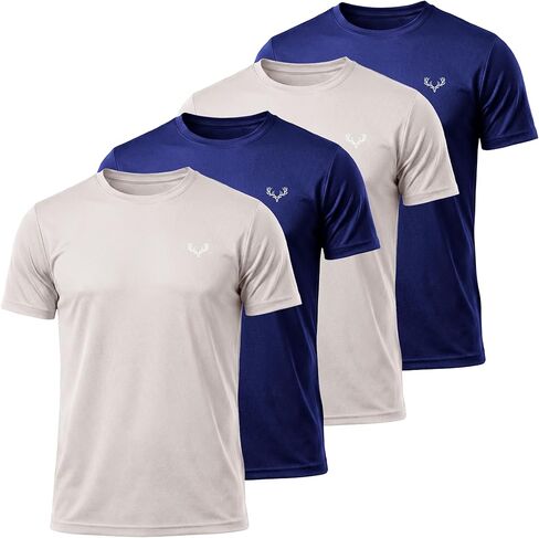 Men's T-Shirts 4-Pack – 100% Polyester Jersey, UPF Protection, Moisture-Wicking, Quick-Dry, Tag-Free Value Bundle in Kuwait