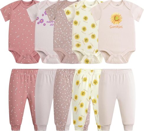 الأطفال حديثي الولادة Layette 10 قطع مجموعات السراويل البضائع القطن مجموعات للطفل الفتاة الفتيات الصغار للجنسين مجموعة هدايا الطفل in Kuwait
