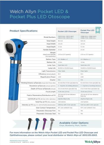 We|ch A||yn منظار الأذن LED للجيب من الألياف البصرية الاحترافي مع مقبض بطارية AA 22870 (أبيض) in Kuwait