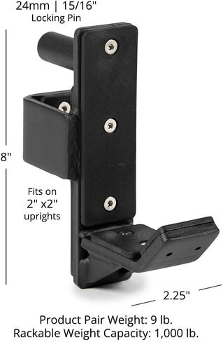 Titan Fitness T-2 Series Power Rack J-Hooks, 1000 LB Capacity, Fits 2" x 2" Rack Uprights with 26mm Holes, UHMW Protective Liners, Barbell Holder for Squat & Bench Press in Kuwait