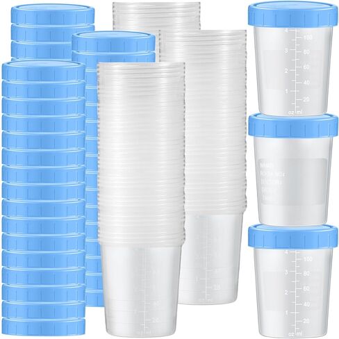 Geiserailie 100 Pcs Disposable Specimen Cup Urine Pee Cups for Testing 4oz Specimen Container with Leak Proof Screw on Lids for Safe Urinalysis Pee Stool Sample Collection Analysis in Saudi Arabia