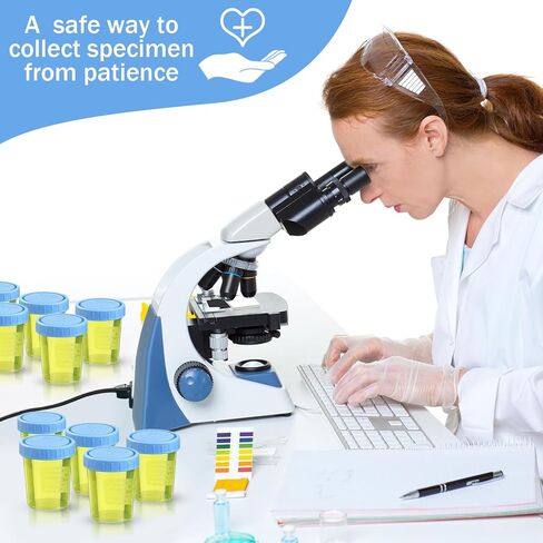 Geiserailie 100 Pcs Disposable Specimen Cup Urine Pee Cups for Testing 4oz Specimen Container with Leak Proof Screw on Lids for Safe Urinalysis Pee Stool Sample Collection Analysis in Saudi Arabia