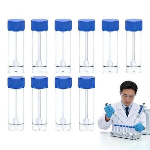 طقم حاوية عينات البراز، 10 قطع كوب عينات سعة 25-30 مل مع ملعقة بأغطية، حاوية بلاستيكية لجمع البراز، أكواب بول للاستخدام الطبي المختبري in Kuwait