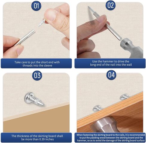 600 PCS Fxdoeyj Double Headed Skirting Seamless Nails, Double Sided Invisible Nails, No Mark with 6 Tools, for Furniture, MDF or Solid Wood Baseboards & Trim Casing Work - 0.67" x 0.39" in Saudi Arabia