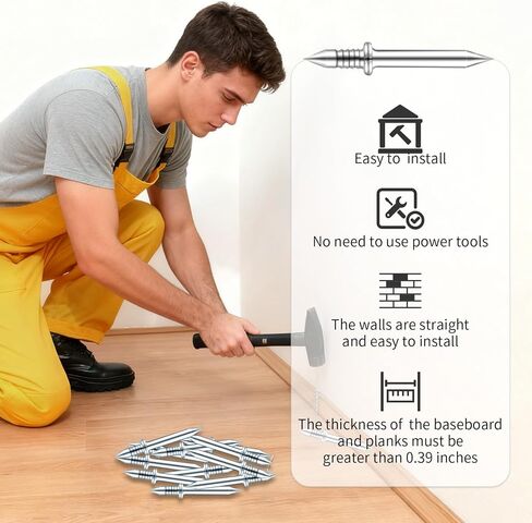 600 PCS Fxdoeyj Double Headed Skirting Seamless Nails, Double Sided Invisible Nails, No Mark with 6 Tools, for Furniture, MDF or Solid Wood Baseboards & Trim Casing Work - 0.67" x 0.39" in Saudi Arabia