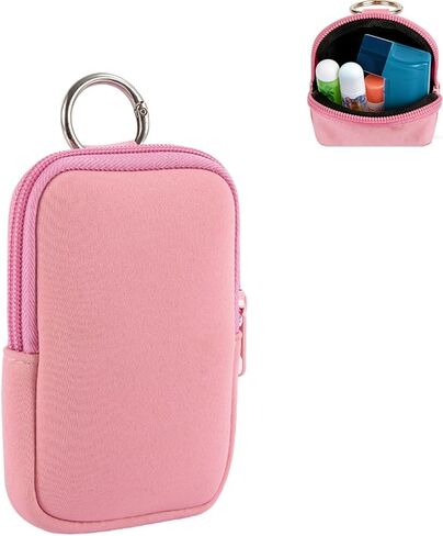 حقيبة استنشاق الربو - حقيبة واقية مع سلسلة مفاتيح، حامل سفر محمول لمعظم أجهزة الاستنشاق القياسية، للبالغين والأطفال (حقيبة تخزين فقط، وردي) in Kuwait