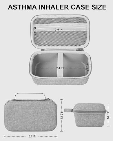 Asthma Inhaler Case Portable Nebulizer and Spacer Storage for Kids and Adults - Travel Carrying Case for Masks, Inhaler Holder (GREY) in Kuwait