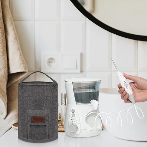غطاء غبار متوافق مع Waterpik Aquarius WP-660، حقيبة لتنظيف الأسنان بالماء مقاومة لرذاذ الماء مع جيب لـ 7 نصائح بديلة، منظم الحمام وتخزين السفر (حقيبة فقط) in Kuwait