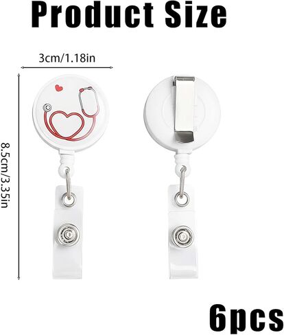 6 Pcs Nurse Badge Reel, Cute Heart Rate & Stethoscope Designs, Retractable ID Badge Holder Clips, Funny Nurse Accessories for Doctors, Nurses, Medical Staff, Gift for Healthcare Workers(6pcs-Style A) in Saudi Arabia