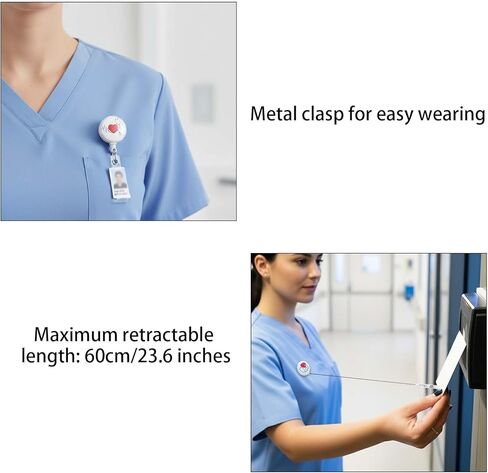 6 Pcs Nurse Badge Reel, Cute Heart Rate & Stethoscope Designs, Retractable ID Badge Holder Clips, Funny Nurse Accessories for Doctors, Nurses, Medical Staff, Gift for Healthcare Workers(6pcs-Style A) in Saudi Arabia