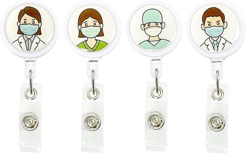 6 Pcs Nurse Badge Reel, Cute Heart Rate & Stethoscope Designs, Retractable ID Badge Holder Clips, Funny Nurse Accessories for Doctors, Nurses, Medical Staff, Gift for Healthcare Workers(6pcs-Style A) in Kuwait