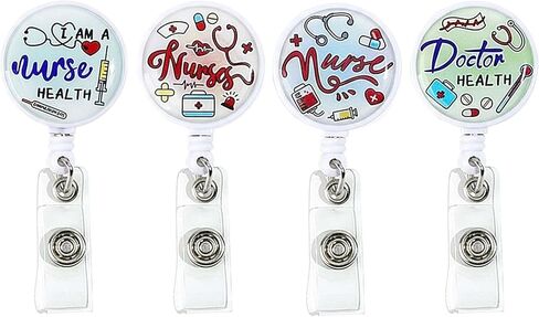 6 Pcs Nurse Badge Reel, Cute Heart Rate & Stethoscope Designs, Retractable ID Badge Holder Clips, Funny Nurse Accessories for Doctors, Nurses, Medical Staff, Gift for Healthcare Workers(6pcs-Style A) in Saudi Arabia