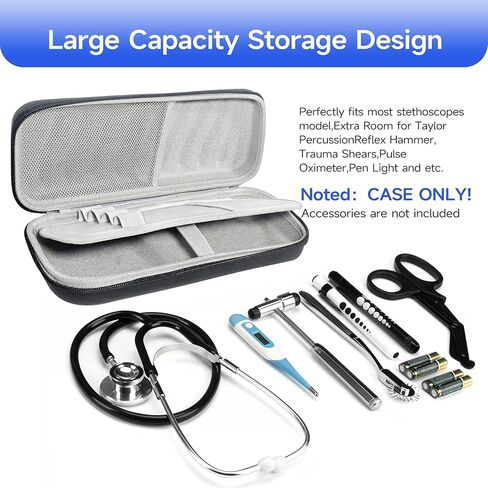 Stethoscope Case Compatible with 3M Littmann Classic III/Cardiology IV Diagnostic Stethoscopes/MDF Acoustic Stethoscopes/Lightweight II S.E,Includes Name Tag and Stethoscope Holder (Black) in Saudi Arabia