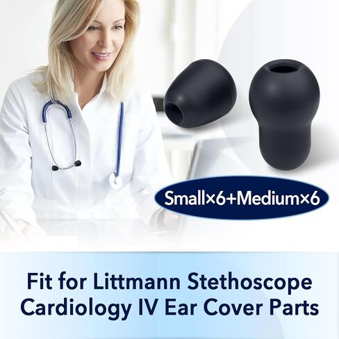 12Pcs Stethoscope Ear Tips Replacement for Littmann, Small/Medium Ear Tips for Littman Compatible with Classic III, Cardiology 3, 4, & IV, Soft-Black Stethoscope Ear Tips for Littmann in Saudi Arabia