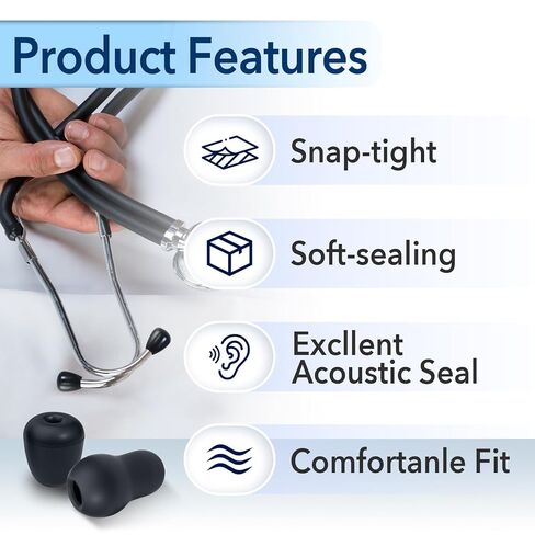 12Pcs Stethoscope Ear Tips Replacement for Littmann, Small/Medium Ear Tips for Littman Compatible with Classic III, Cardiology 3, 4, & IV, Soft-Black Stethoscope Ear Tips for Littmann in Saudi Arabia