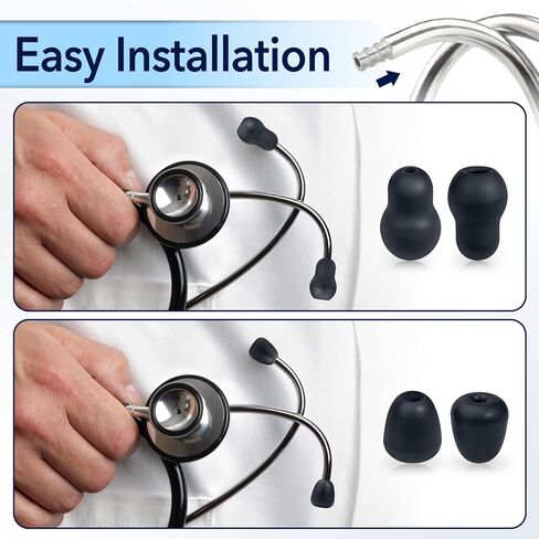 12Pcs Stethoscope Ear Tips Replacement for Littmann, Small/Medium Ear Tips for Littman Compatible with Classic III, Cardiology 3, 4, & IV, Soft-Black Stethoscope Ear Tips for Littmann in Saudi Arabia