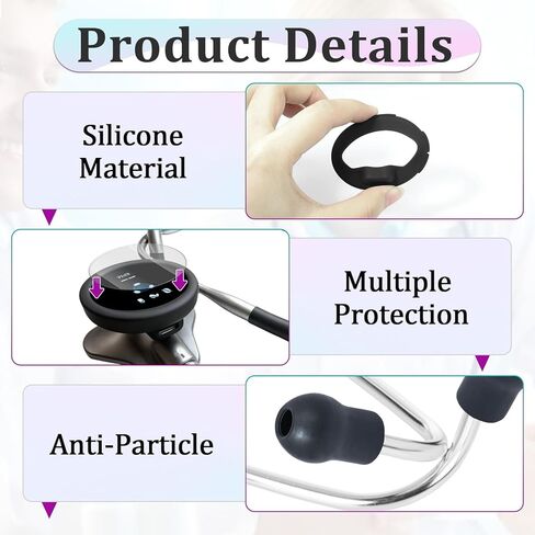 5 Sets Protection Kits Compatible with EKO Core 500 Digital Stethoscope Accessories - 5 Pcs Silicone Protective Cases, Tempered Screen Protectors, Alcohol Packs and 10 Pcs Ear Tips in Saudi Arabia
