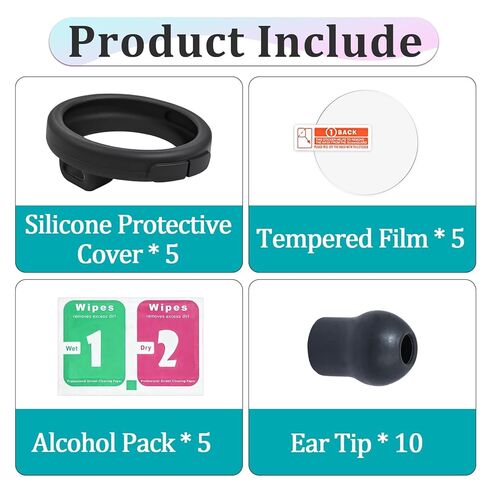 5 Sets Protection Kits Compatible with EKO Core 500 Digital Stethoscope Accessories - 5 Pcs Silicone Protective Cases, Tempered Screen Protectors, Alcohol Packs and 10 Pcs Ear Tips in Saudi Arabia