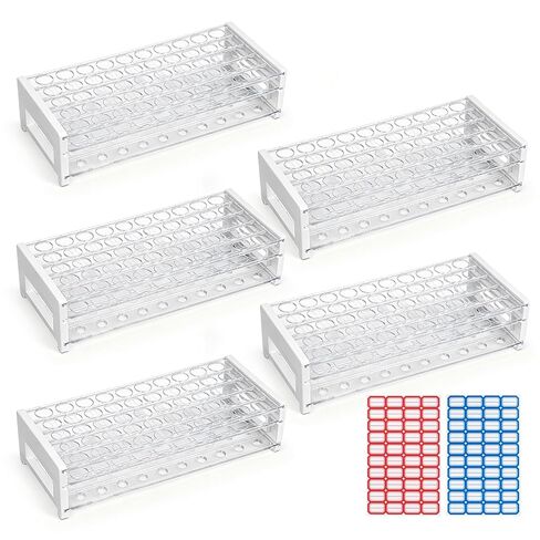 1PCS Plastic Test Tube Rack, 50 Holes Lab Tube Rack Holder for 13/16 mm Tubes, Hole Diameter 16.3mm, Acrylic, Detachable in Saudi Arabia