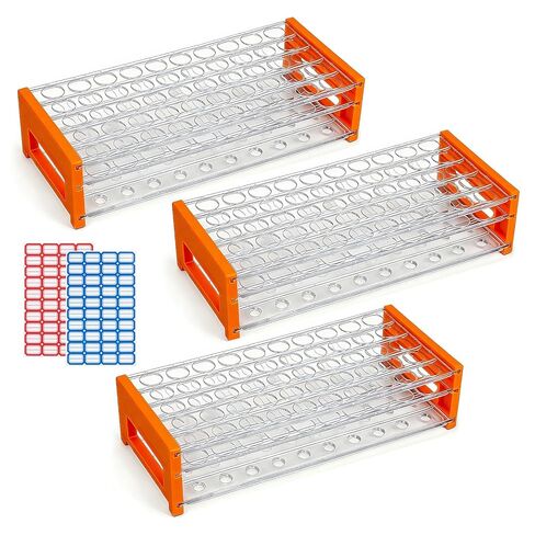 1PCS Plastic Test Tube Rack, 50 Holes Lab Tube Rack Holder for 13/16 mm Tubes, Hole Diameter 16.3mm, Acrylic, Detachable in Saudi Arabia