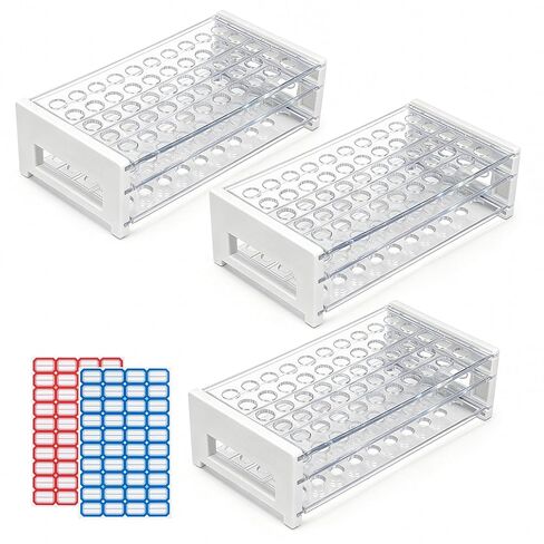 1PCS Plastic Test Tube Rack, 50 Holes Lab Tube Rack Holder for 13/16 mm Tubes, Hole Diameter 16.3mm, Acrylic, Detachable in Saudi Arabia