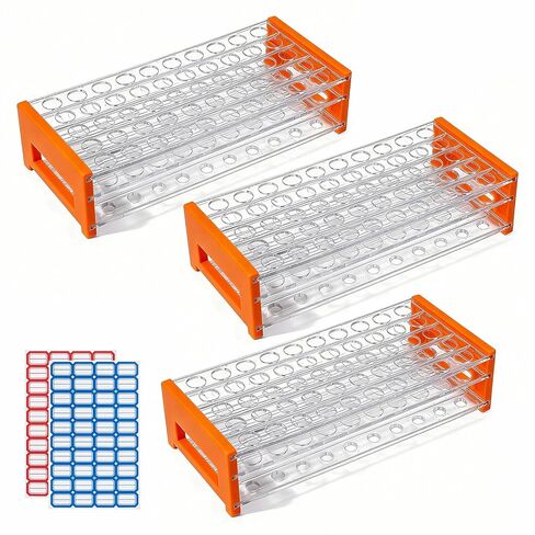 1PCS Plastic Test Tube Rack, 50 Holes Lab Tube Rack Holder for 13/16 mm Tubes, Hole Diameter 16.3mm, Acrylic, Detachable in Saudi Arabia