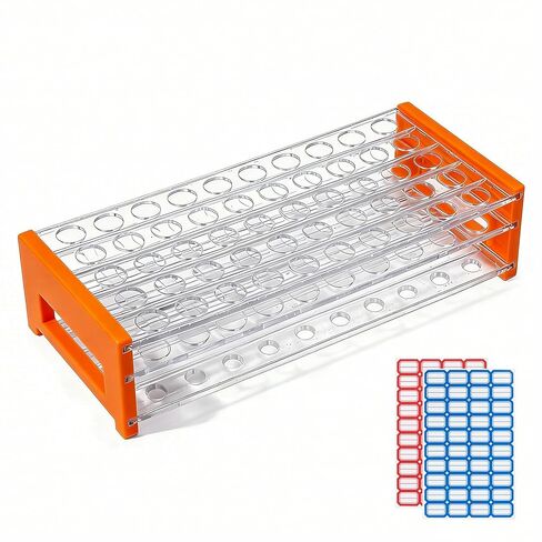 1PCS Plastic Test Tube Rack, 50 Holes Lab Tube Rack Holder for 13/16 mm Tubes, Hole Diameter 16.3mm, Acrylic, Detachable in Saudi Arabia