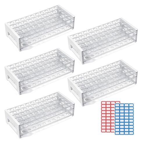 1PCS Plastic Test Tube Rack, 50 Holes Lab Tube Rack Holder for 13/16 mm Tubes, Hole Diameter 16.3mm, Acrylic, Detachable in Saudi Arabia